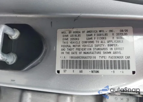 2006 Acura Tl from USA, damaged, VIN 19UUA66266A070116